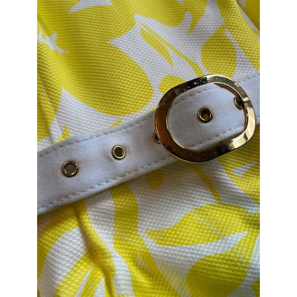 Shoshanna Dress Mini Sweetheart Strapless Yellow White Floral Tropical Cotton 4 - Picture 10 of 15